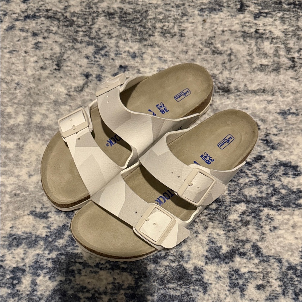 Birkenstock White Double Strap Softbed Sandals
